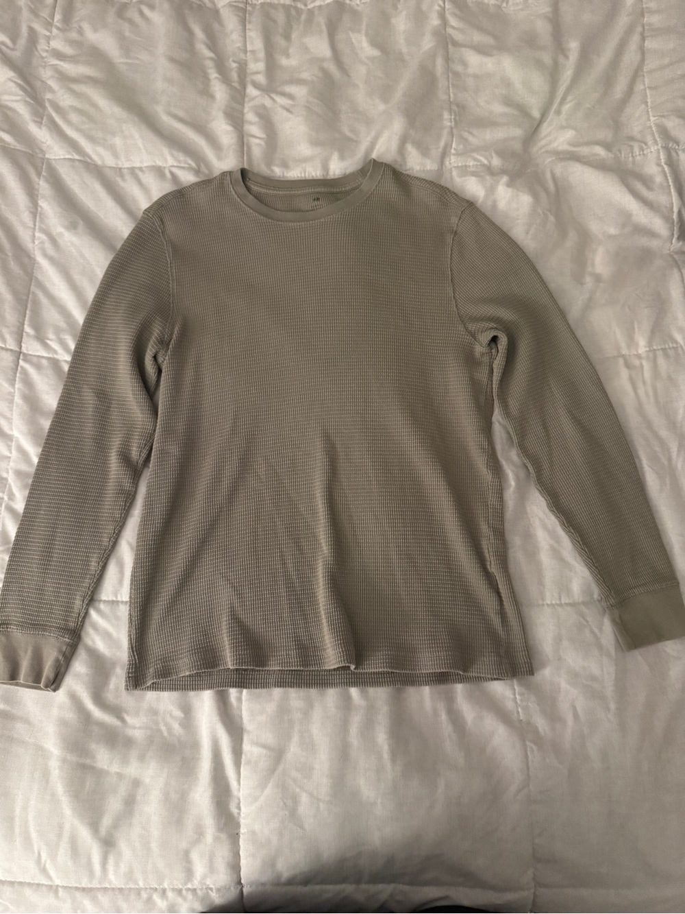 H&M Men's Long-Sleeve Waffle Knit Crewneck - Olive Green